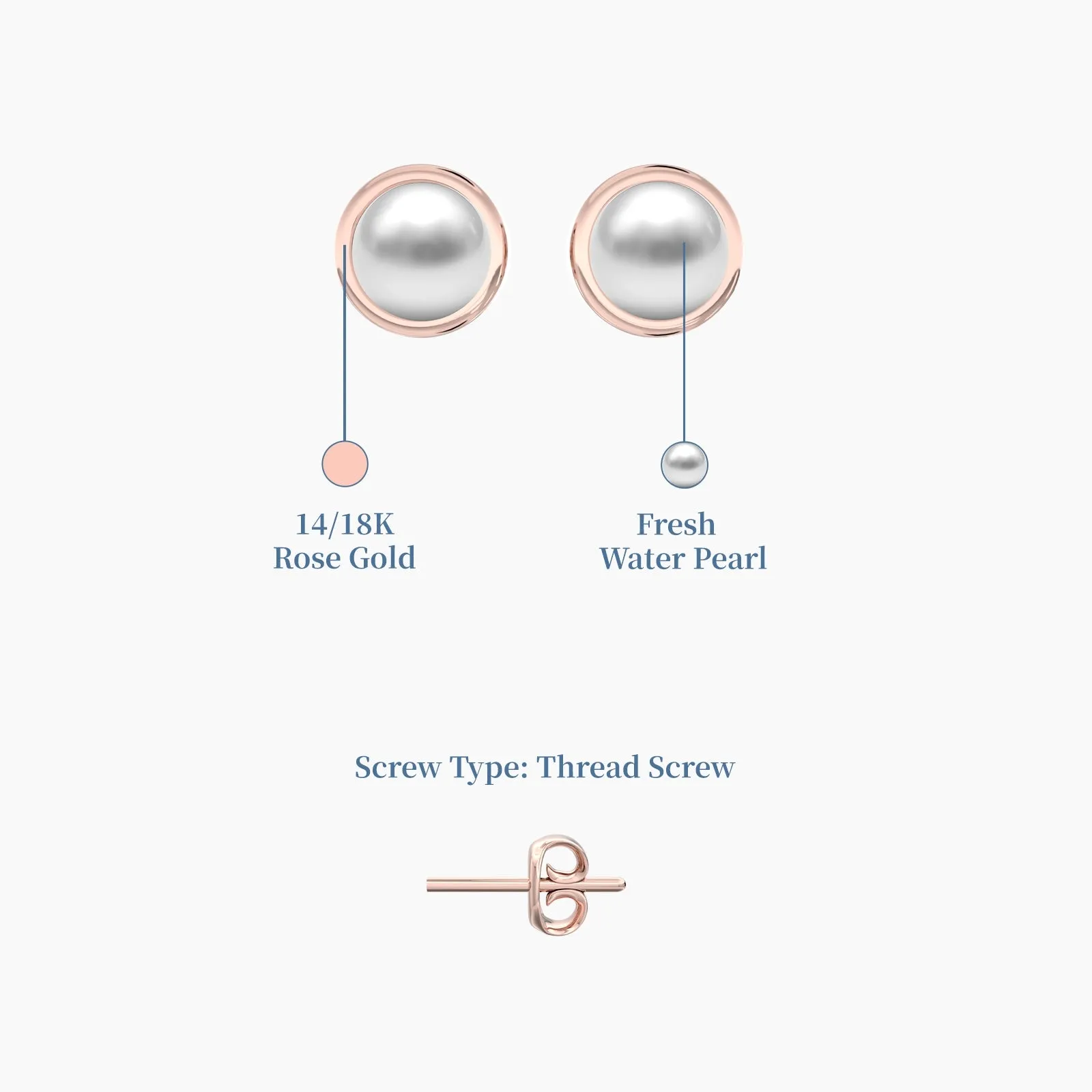 18k Rose Gold Little Pearl Earstuds