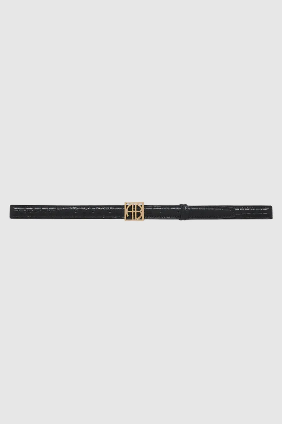 Anine Bing Monogram Belt in Black Embossed