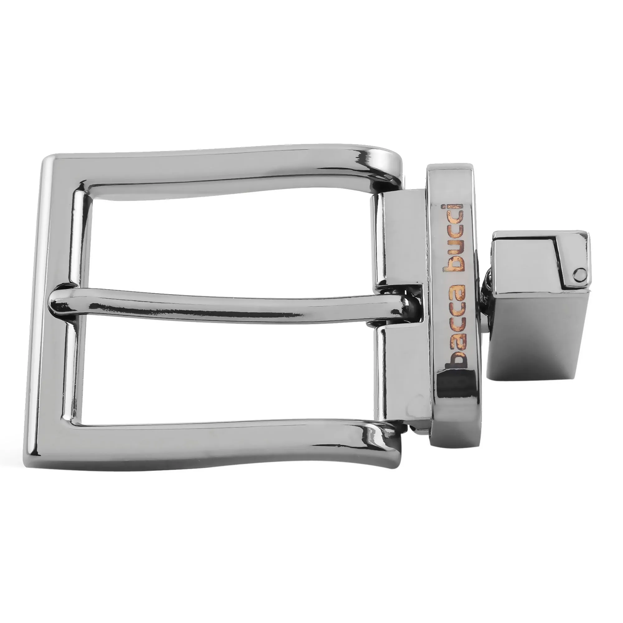 Bacca Bucci 35  MM Nickle  Free Reversible-Clamp Belt-Buckle with Branding (Buckle only)