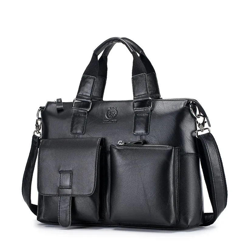 Genuine Leather Briefcase Bag For 15.6 Inch Laptop Computer Bag Cowskin Handbag For Men