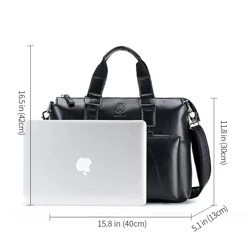 Genuine Leather Briefcase Bag For 15.6 Inch Laptop Computer Bag Cowskin Handbag For Men
