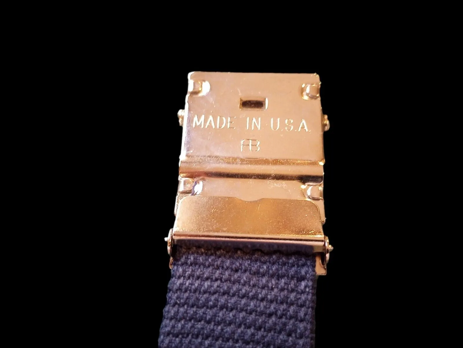 MILITARY HEAVY GRADE NAVY BLUE WEB BELT SILVER NICKLE PLATED BUCKLE U.S.A MADE