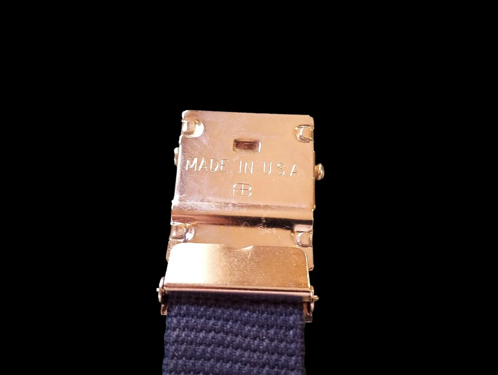 MILITARY HEAVY GRADE NAVY BLUE WEB BELT SILVER NICKLE PLATED BUCKLE U.S.A MADE