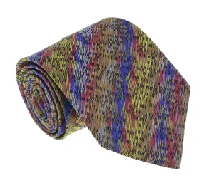 Missoni U8006 Gold/Blue Bar Code Pure Silk Tie