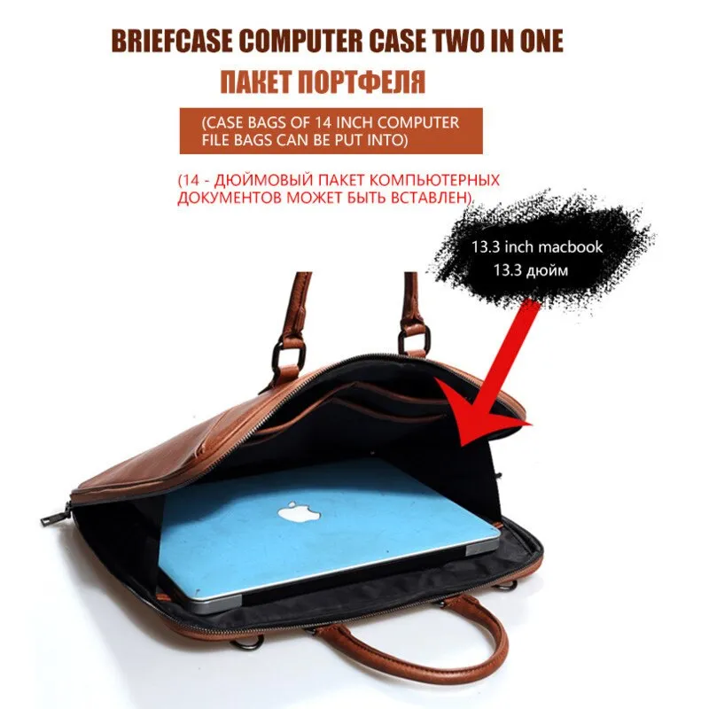 New Fashion Women's Briefcase 14 Inch Laptop Portable Handbag Shoulder Bag Female Business Leather Crossbody Bags Women Handbags