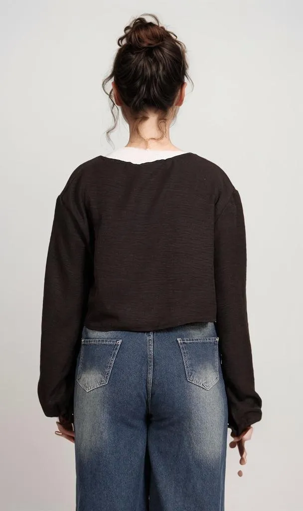 R206974-R206974 - Textured Cropped Shirt - Light Purple