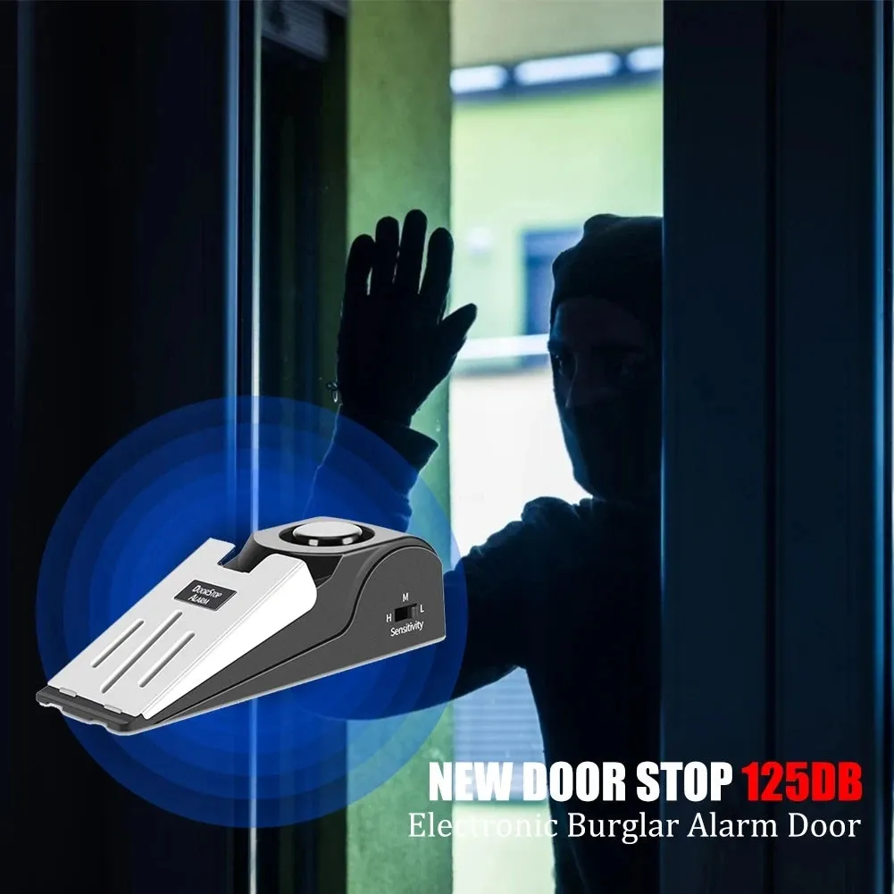 Security protection 125dB super loud anti-theft alarm system, household wedge-shaped door stopper, emergency alarm device