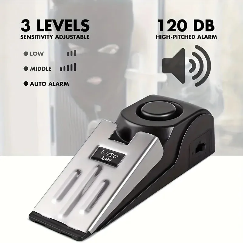 Security protection 125dB super loud anti-theft alarm system, household wedge-shaped door stopper, emergency alarm device