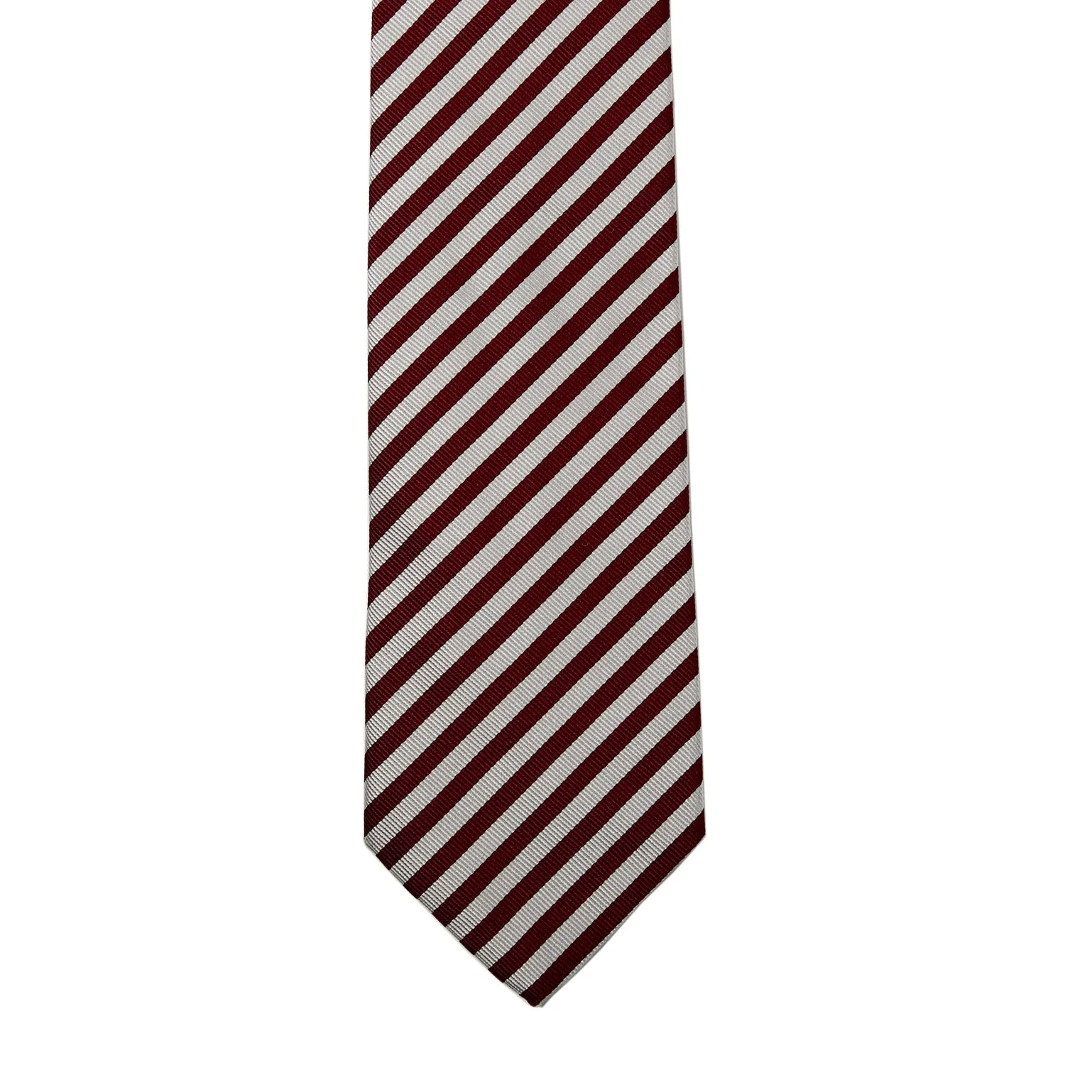 Sovereign Grade Burgundy and Silver London Stripe Silk Tie