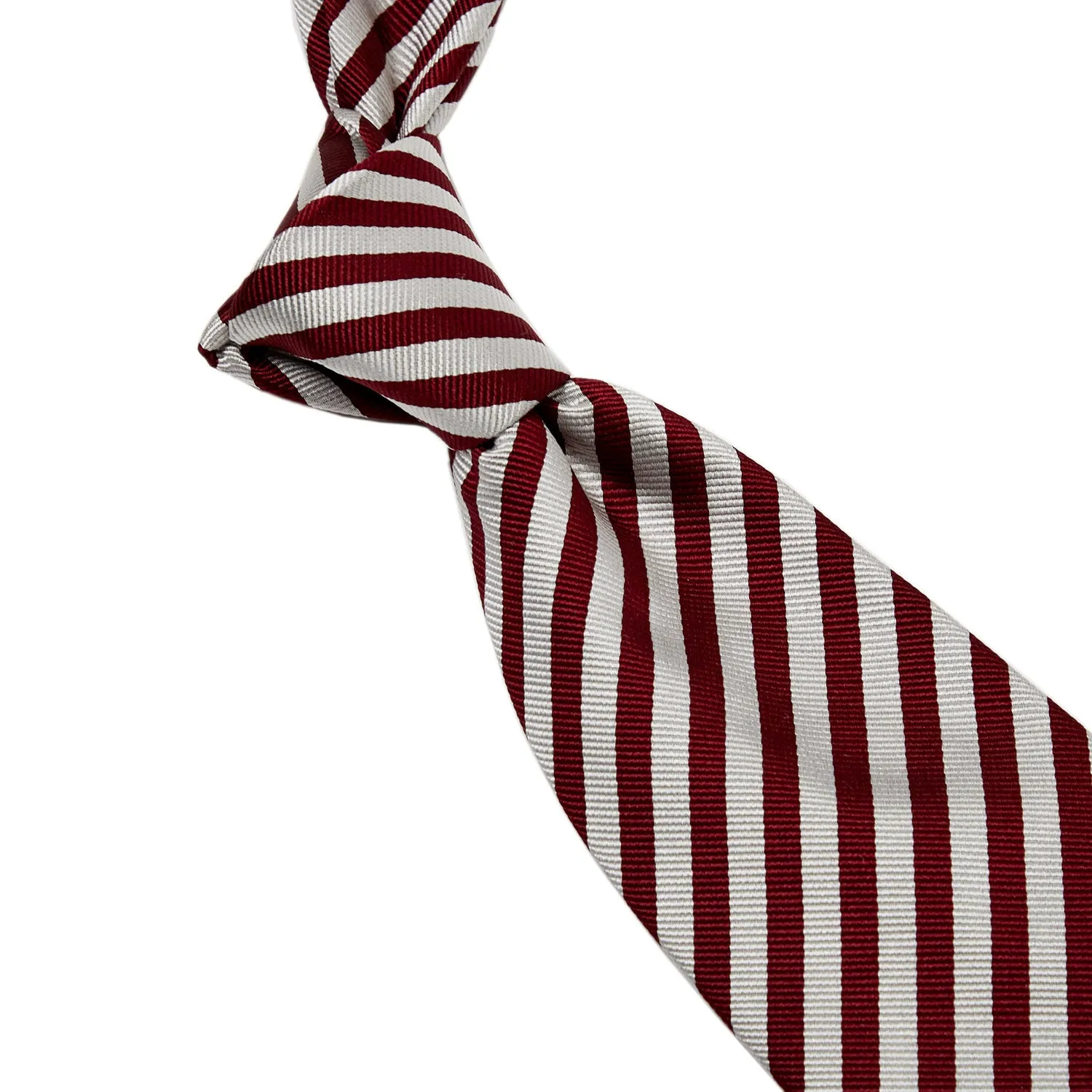 Sovereign Grade Burgundy and Silver London Stripe Silk Tie