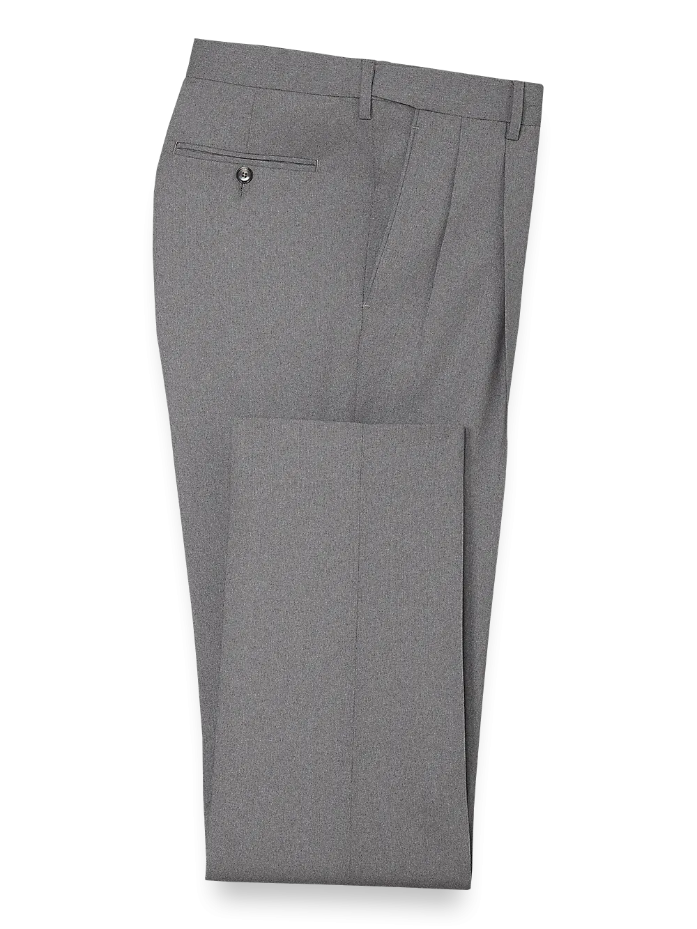 Tailored Fit Essential Wool Pleated Pants - Grey