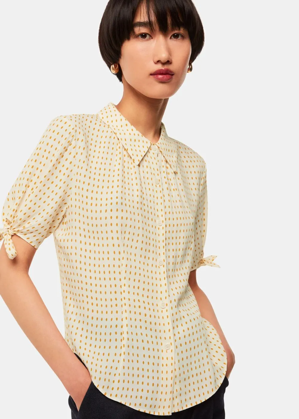 Whistles Oval Spot Tie Sleeve Shirt
