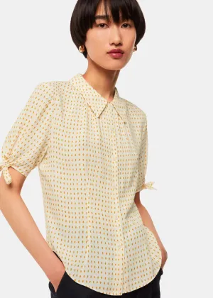 Whistles Oval Spot Tie Sleeve Shirt